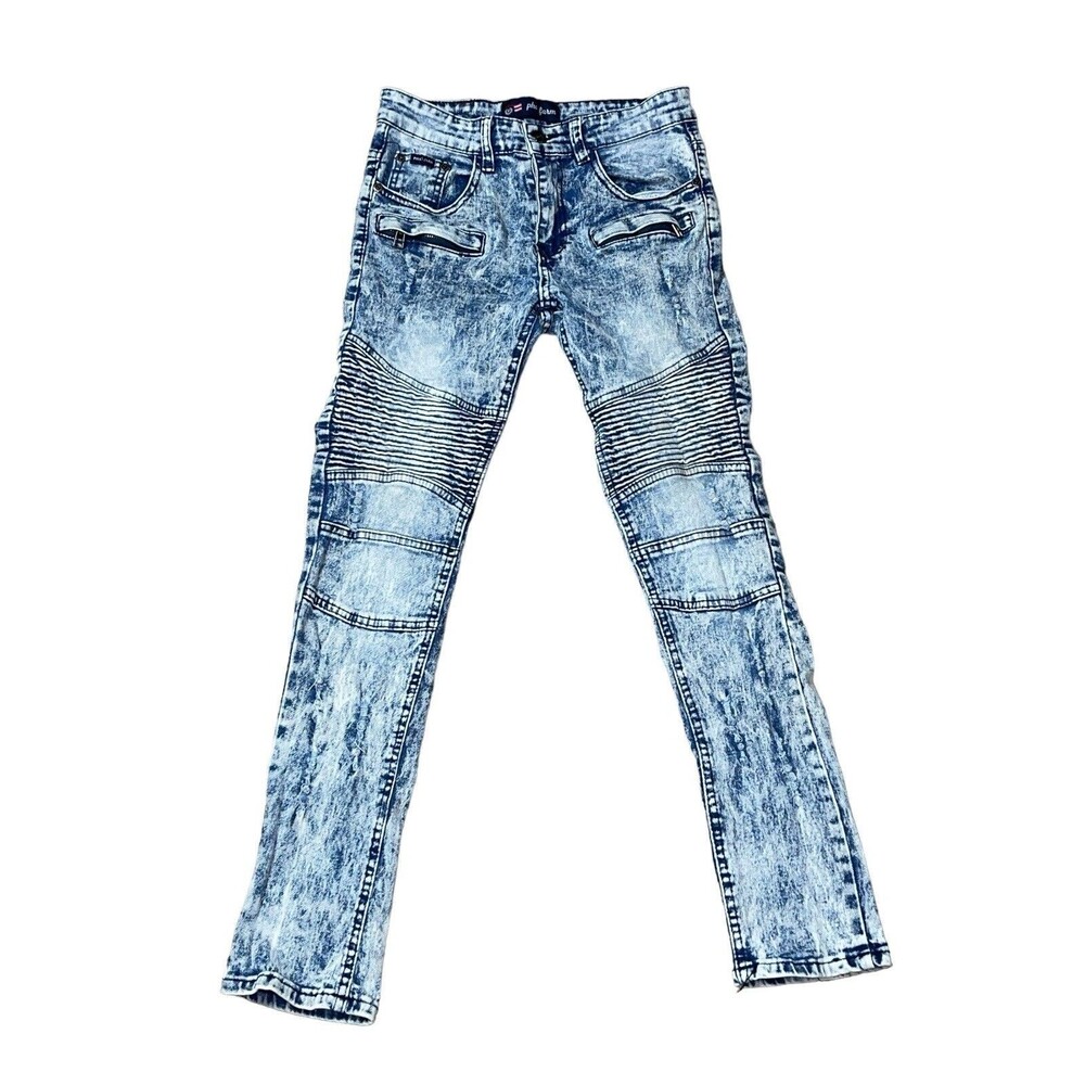 Phat Farm Moto Stretch Skinny Fit Jeans Youth Size 14 Stonewash Urban Hood
